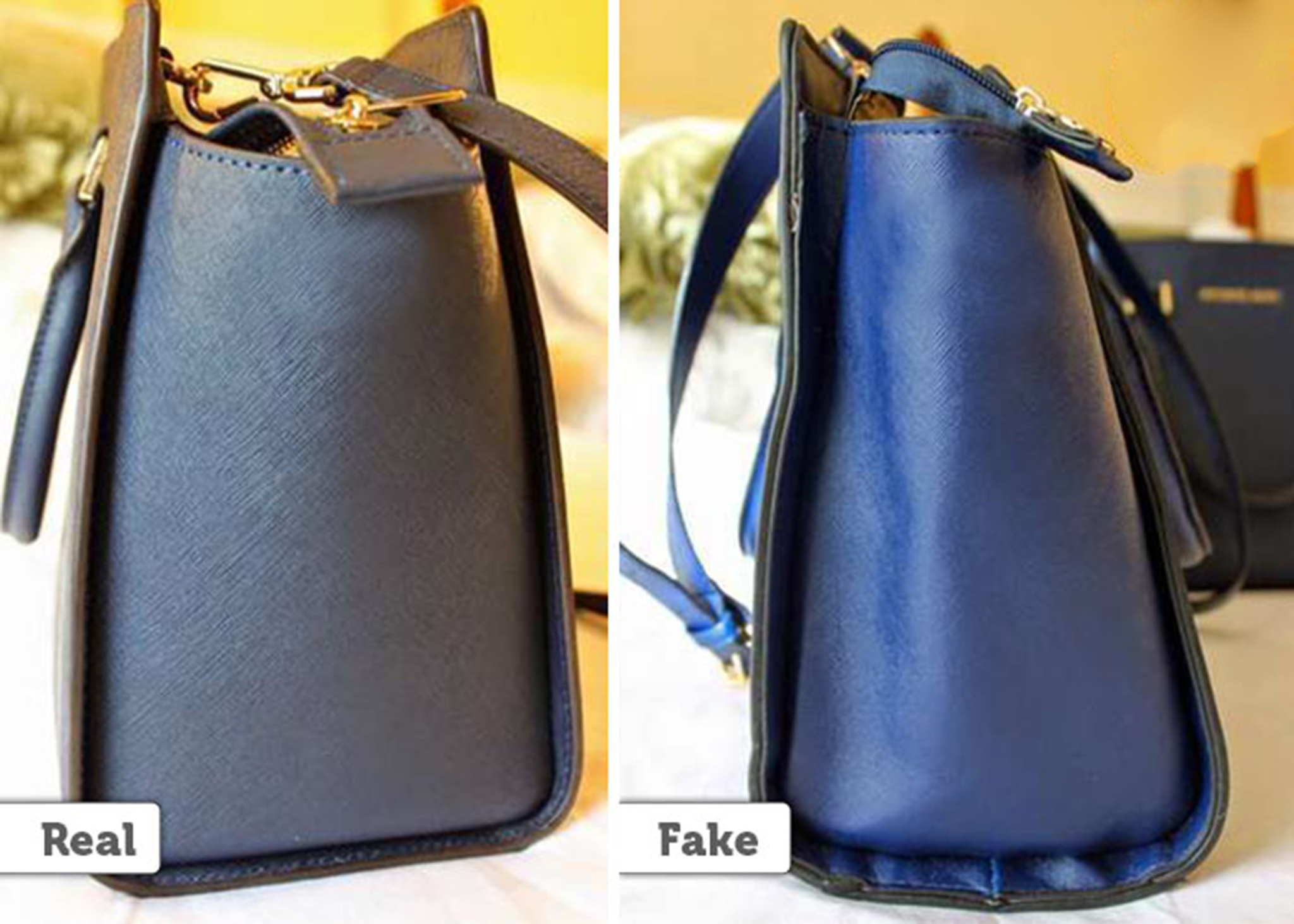 real vs fake mk purse